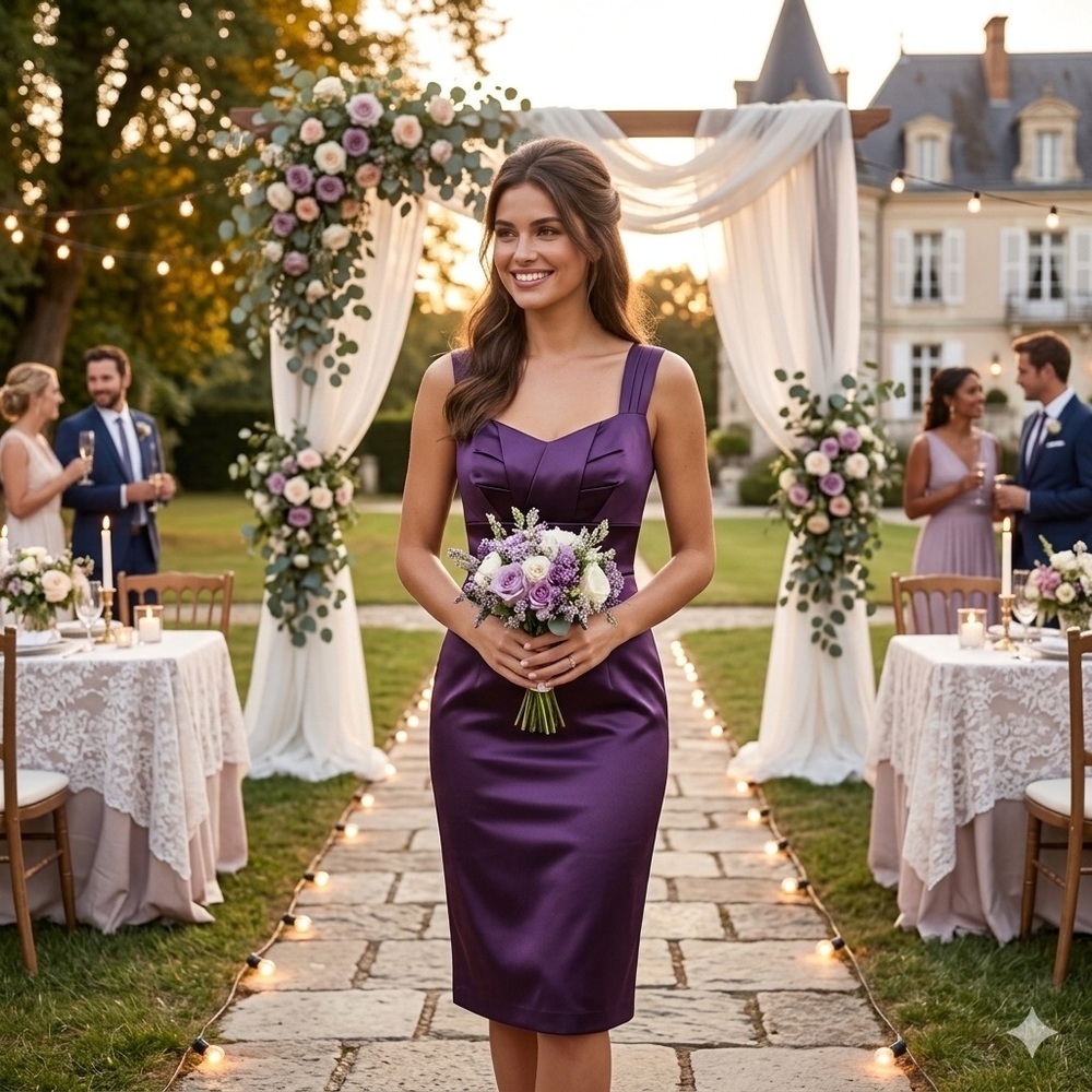 Calvin Klein Purple Satin Special Occasion Cocktail Sleeveless Sheath Dress 10